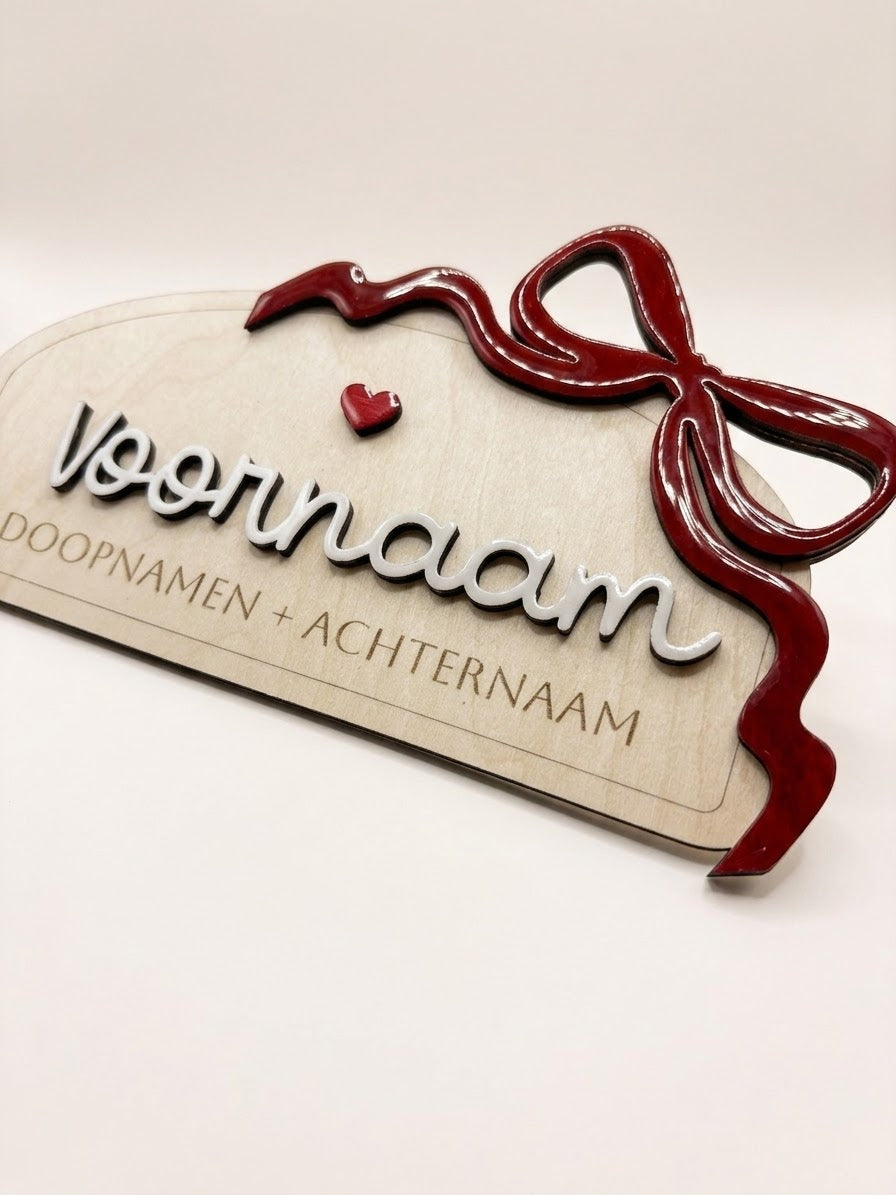 Houten Naambord met Strik & Details