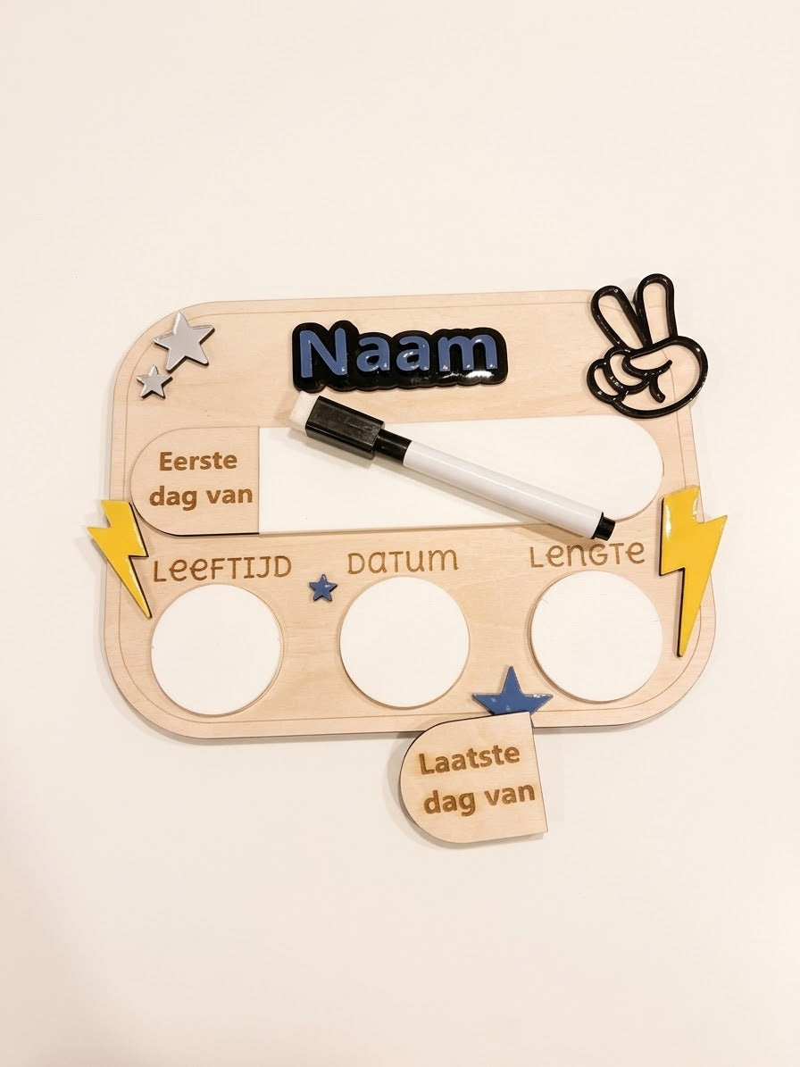 Houten Mijlpaalbord – Eerste & Laatste