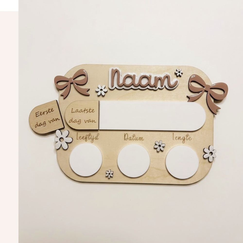 Gepersonaliseerd Houten Mijlpaalbord – Eerste & Laatste Schooldag - Strik klein
