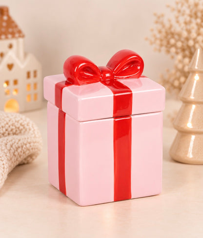 Waxmelt oliebrander Cadeautje – Roze met rode strik