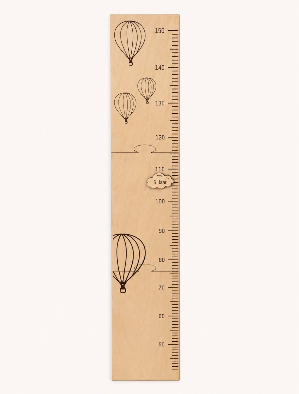 Houten groeimeter voor baby & kind – met ballonnetjes en houten mijlpaal schijfjes