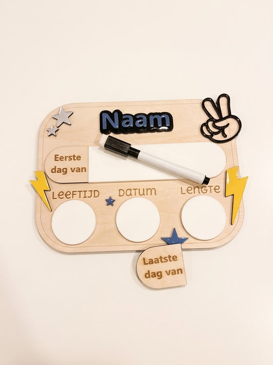 Houten Mijlpaalbord – Eerste & Laatste